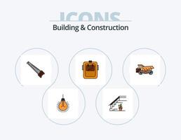 Building And Construction Line Filled Icon Pack 5 Icon Design. road. cone. tower. ocean. light vector