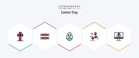 Easter 25 FilledLine icon pack including easter. monitor. egg. holiday. egg vector