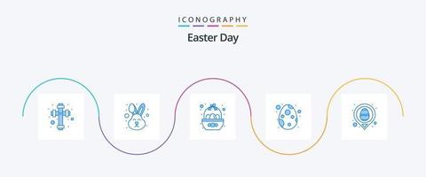 Paquete de 5 íconos de pascua azul que incluye huevo. celebracion. bol. huevo. decoración vector