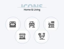 Home And Living Line Icon Pack 5 Icon Design. . furniture. bookshelf. living. towel vector