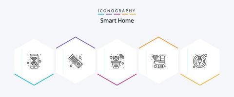 Smart Home 25 Line icon pack including plug. smart. farm. robot. house vector