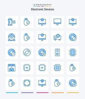 Creative Devices 25 Blue icon pack  Such As computers. camera. stick. cam. hardware vector