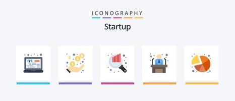 Startup Flat 5 Icon Pack Including pie. business employee. audit. worker. applicant. Creative Icons Design vector