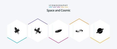 paquete de iconos de 25 glifos de espacio que incluye espacio. universo. espacio. sistema. astronomía vector