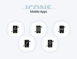 Mobile Apps Glyph Icon Pack 5 Icon Design. interaction. app. mobile. mobile. storage vector