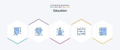 educación 25 paquete de iconos azules que incluye el conteo. calculador. trofeo. ábaco. instrumento vector