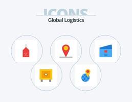 Global Logistics Flat Icon Pack 5 Icon Design. debit. world. tag. pin. global vector