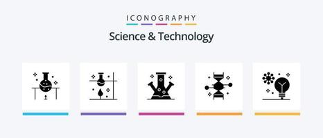 Science And Technology Glyph 5 Icon Pack Including deep learning. artificial intelligence. science. genetic research. genetic engineering. Creative Icons Design vector