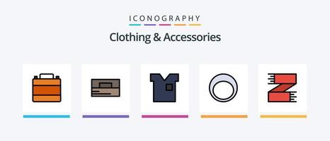 la línea de ropa y accesorios llenó un paquete de 5 íconos que incluye accesorios. Navidad. accesorios. caja. bufanda. diseño de iconos creativos vector