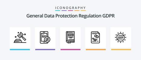 paquete de iconos gdpr line 5 que incluye negocios. gdpr. gdpr. archivo. datos. diseño de iconos creativos vector