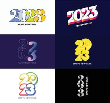 gran conjunto de 2023 feliz año nuevo diseño de texto de logotipo plantilla de diseño de número 2023 vector