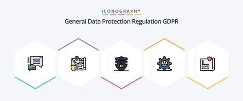 Gdpr 25 FilledLine icon pack including lock. document. gdpr. man. data vector