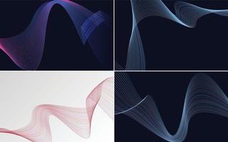 Set of 4 vector line backgrounds for a professional and polished finish