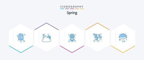 Spring 25 Blue icon pack including amanita. plant. sunny day. easter. sun flower vector