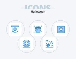 Halloween Blue Icon Pack 5 Icon Design. halloween. calendar. board. holiday. cauldron vector