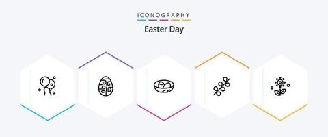 Easter 25 Line icon pack including flower. holiday. bowl. easter. nest vector