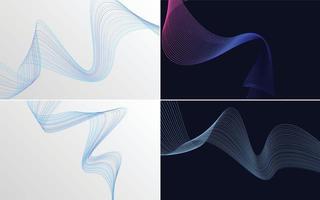 Add a unique touch to your designs with a set of 4 abstract waving lines vector