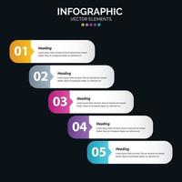 El vector de diseño de infografías de 5 pasos y el marketing se pueden utilizar para el diseño del flujo de trabajo