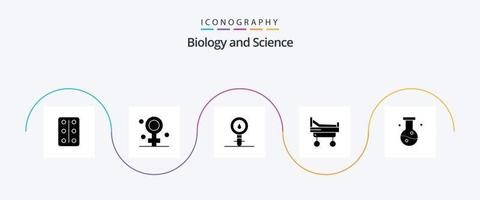 Biology Glyph 5 Icon Pack Including compound. biology. biology. medical. bed vector