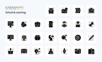 25 School And Learning Solid Glyph icon pack vector