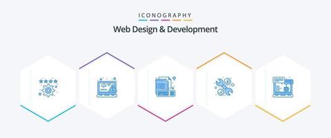 Web Design And Development 25 Blue icon pack including browser. tool. error. repair. keyboard vector