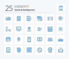 Device And Development 25 Blue Color icon pack including user. cell. music. mobile. computer vector