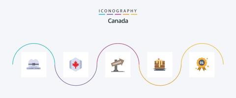 Paquete de 5 iconos planos de canadá que incluye insignia. Canadá. Canadá. pastel de boda. pastel vector