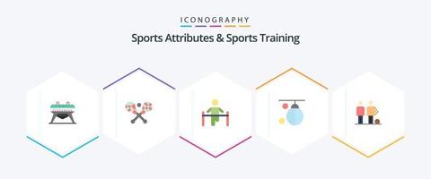 Sports Atributes And Sports Training 25 Flat icon pack including amateur. punching. gym. boxing. bag vector