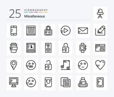 Miscellaneous 25 Line icon pack including school. write. study. pencil. email vector