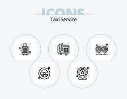 diseño de iconos del paquete de iconos de línea de servicio de taxi 5. caso. Taxi. ubicación. buscar. estrellas vector