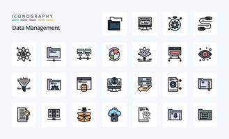 25 Data Management Line Filled Style icon pack vector