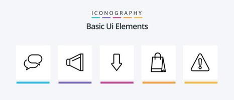 paquete de iconos de la línea 5 de elementos básicos de la interfaz de usuario, incluido el bolso de mano. simple. archivo. electricidad. cargar. diseño de iconos creativos vector