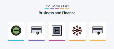 la línea de finanzas llenó el paquete de 5 íconos, incluido el negocio. menos. dólar. pagos finanzas. diseño de iconos creativos vector