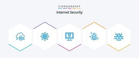 Internet Security 25 Blue icon pack including internet. protection. computer. network. bug vector