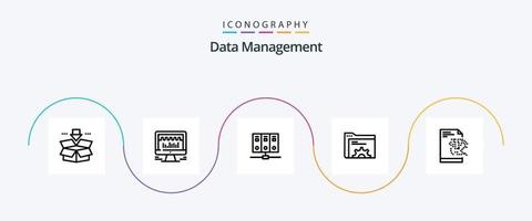 paquete de iconos de la línea 5 de gestión de datos que incluye datos. derrotar . base de datos. Marco principal vector