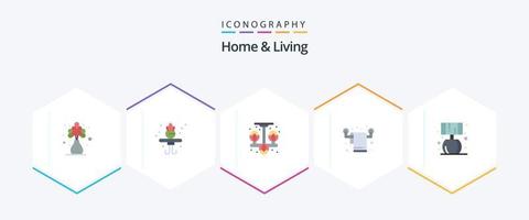 Home And Living 25 Flat icon pack including lump. home. living. towel. interior vector