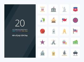 20 Usa Flat Color icon for presentation vector