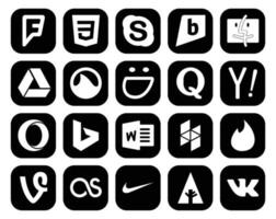 20 Social Media Icon Pack Including tinder word smugmug bing search vector