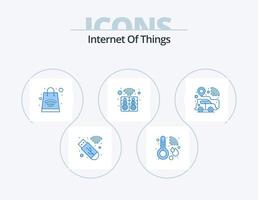 internet de las cosas paquete de iconos azul 5 diseño de iconos. Auto inteligente. ubicación GPS. las compras en línea. tecnología. elegante vector