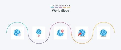 paquete de iconos de globo plano 5 que incluye el mundo. global. croos viajar. flecha vector