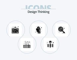 diseño de pensamiento glifo icono paquete 5 diseño de iconos. buscar. diseño. imagen. idea. lluvia de ideas vector