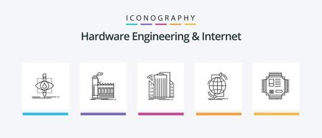 Hardware Engineering And Internet Line 5 Icon Pack Including data. center. healthcare. things. internet. Creative Icons Design vector