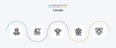 Canada Line 5 Icon Pack Including leaf. canada. street. wheel. ferris vector