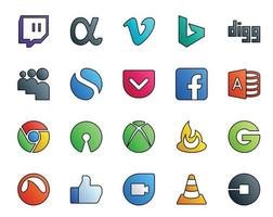 20 Social Media Icon Pack Including like groupon pocket feedburner open source vector