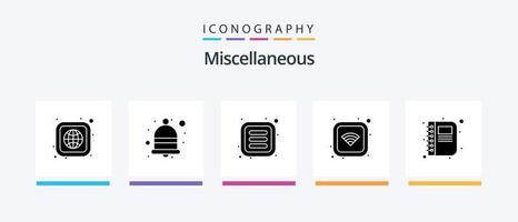 Miscellaneous Glyph 5 Icon Pack Including book. apps. wifi. connection. Creative Icons Design vector