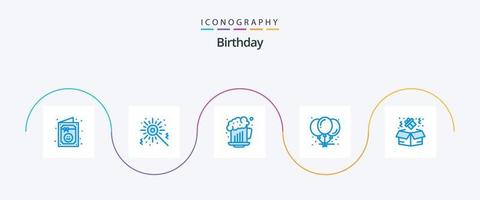 paquete de iconos de cumpleaños azul 5 que incluye regalo. cumpleaños. cerveza. fiesta. cumpleaños vector