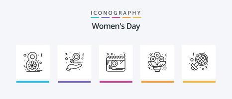 paquete de iconos de la línea 5 del día de la mujer que incluye. máscara propuesta. anillo. diseño de iconos creativos vector
