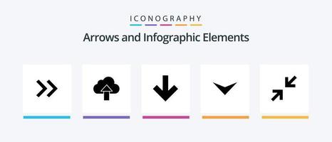paquete de iconos de glifo de flecha 5 que incluye . zoom. abajo. flecha. próximo. diseño de iconos creativos vector