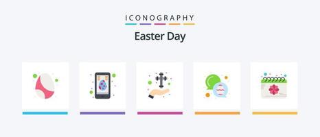 Easter Flat 5 Icon Pack Including calendar. easter. care. color. cross. Creative Icons Design vector