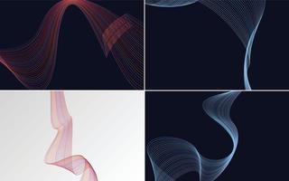 Set of 4 geometric wave pattern vector backgrounds for your designs